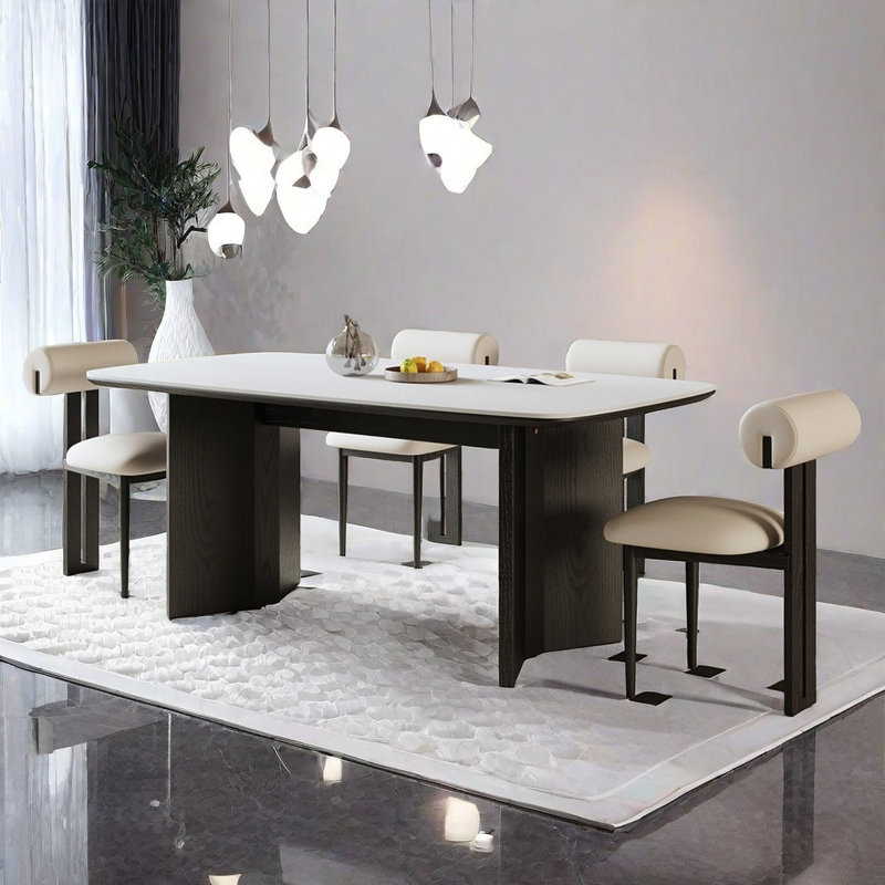 Combinaison de table de salle à manger luxueuse et de chaises, H 29,52 po x L 70,86 po x l 31,49 po