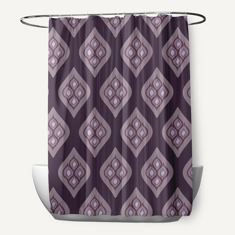 Rideau de douche simple à motif géométrique Menara, Mauve