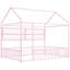 Lit en métal rose avec clôture et tablettes - Taille double, maximisant l'espace de la chambre à coucher pour créer une ambiance intérieure élégante-1335957307-1335957309