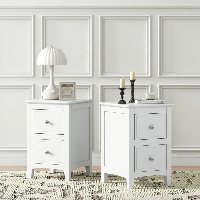 Table de chevet avec 2 tiroirs, table de chevet double pour chambre à coucher