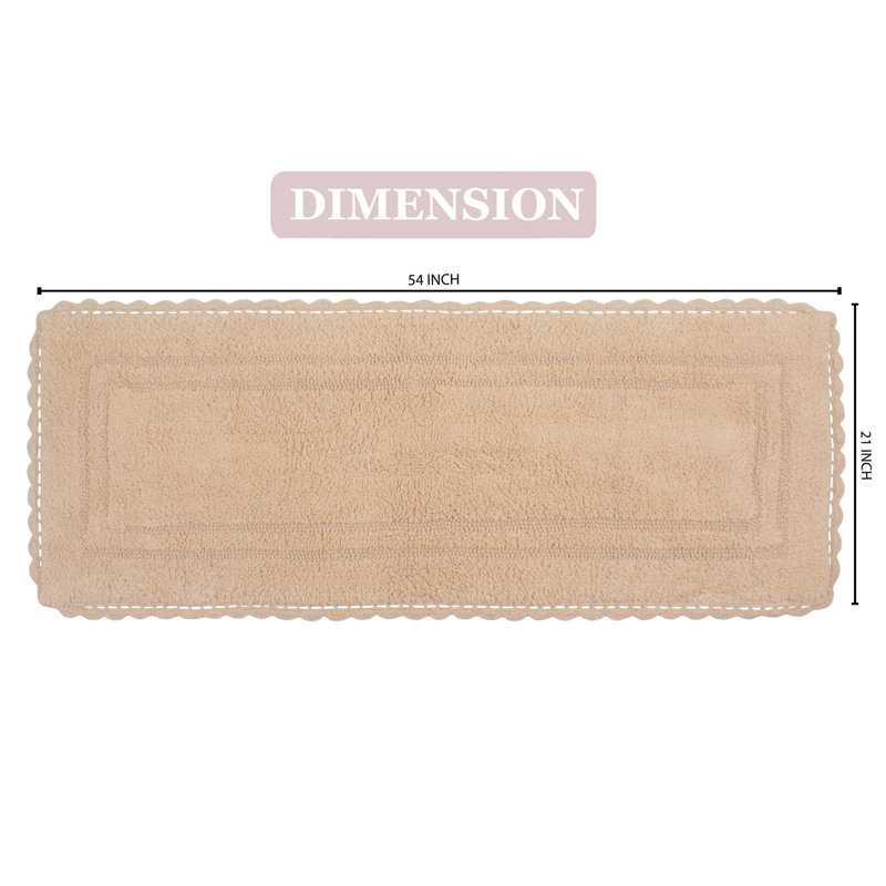 Tapis de bain réversible décontracté 100% coton Casual Elegance Bathmat, l 21 po x L 54 po, Lin