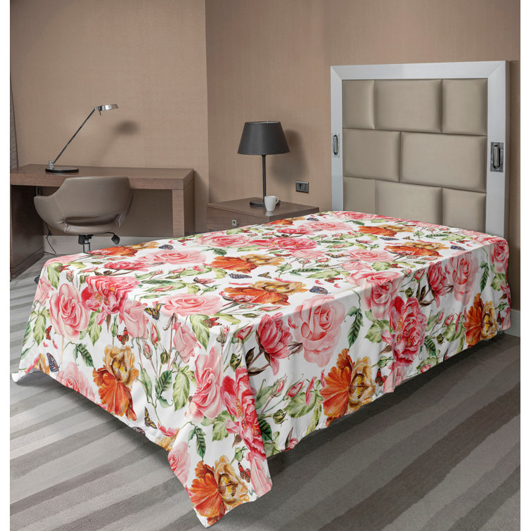 Drap plat à motif floral bohème Ambesonne
