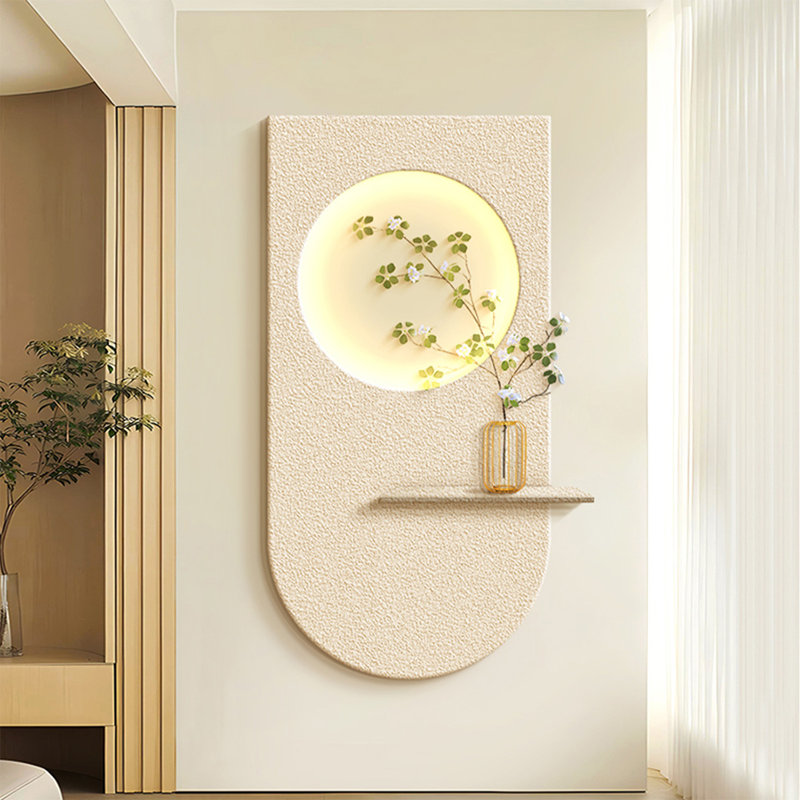 Peinture de grès tridimensionnelle crème de style vert plante suspendue peinture salon, H 62,99 po x l 31,5 po x P 1,97 po