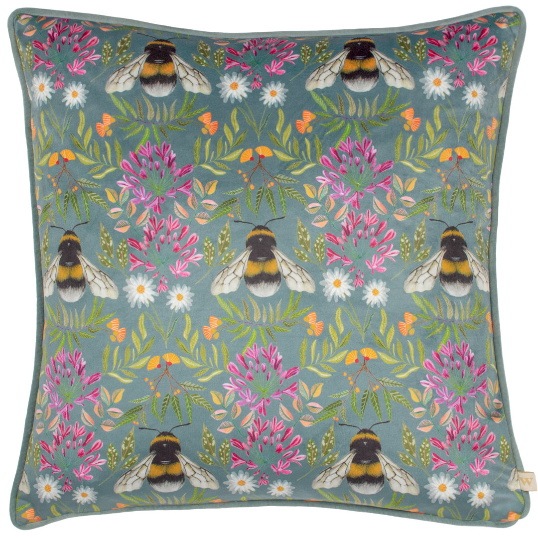 Wylder Nature Unisex Multi House Of Bloom Zinnia Bee Repeat Piped Polyester Filled Cushion 43Cm X 43Cm - Image 2