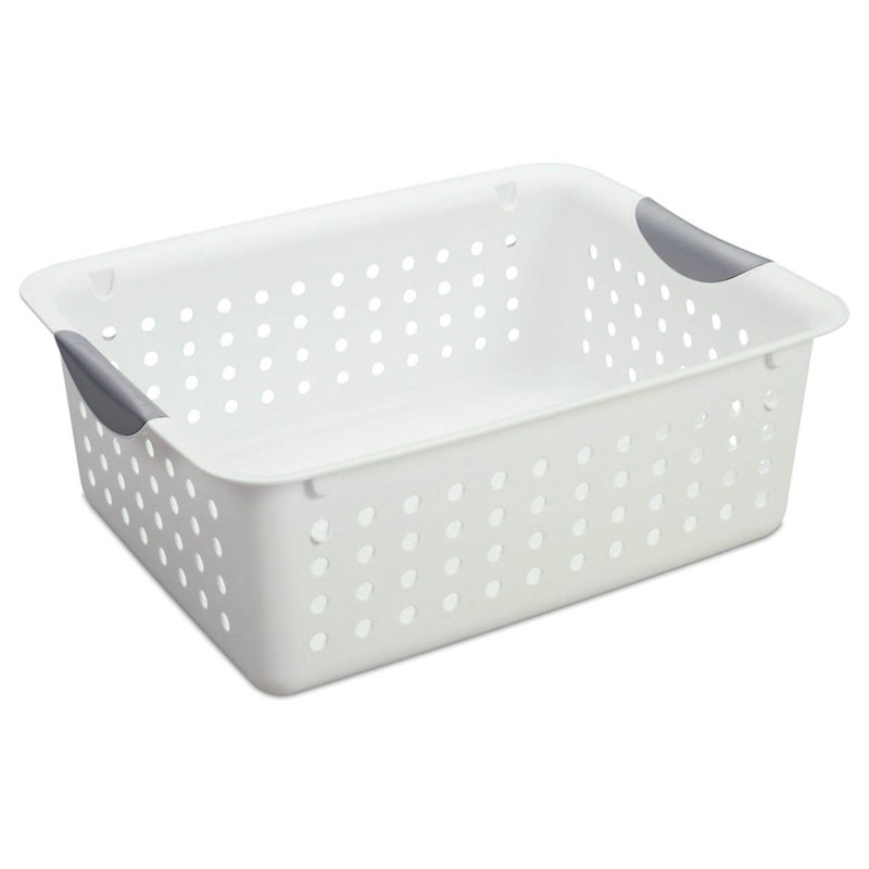Sterilite Set of Ultra Plastic Storage Bin Baskets w/ Handles, 6 Deep, 12 Medium