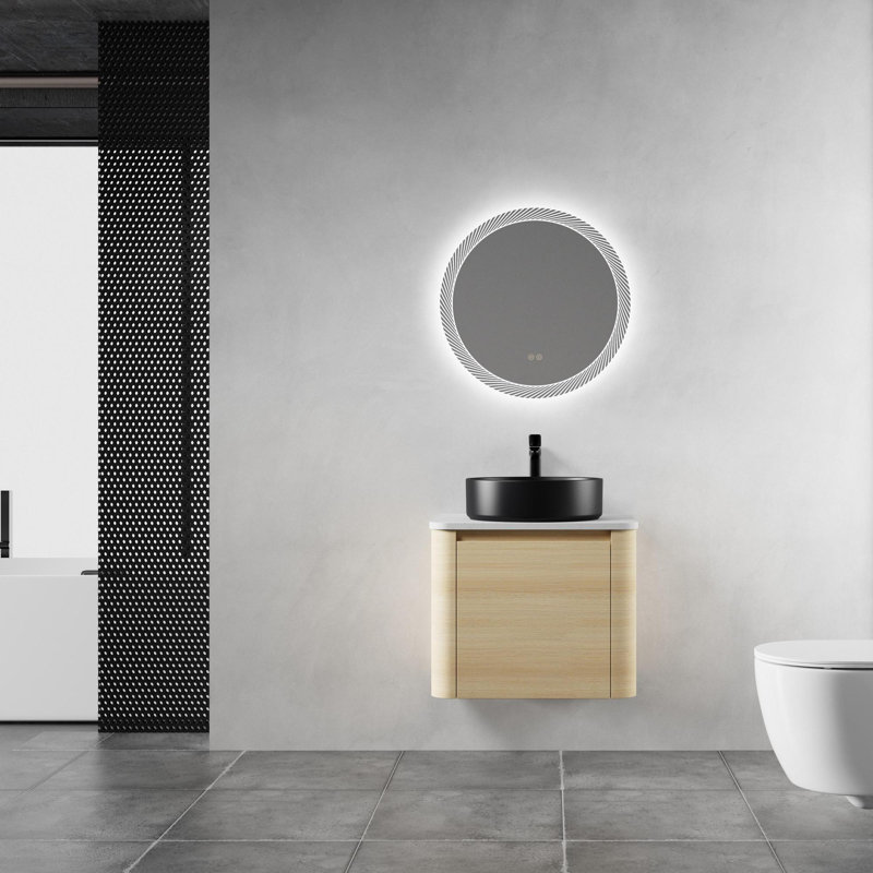 Meuble-lavabo mural avec lavabo en céramique, Noir