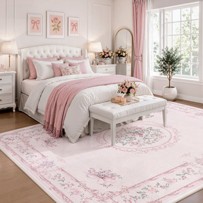 Tapis Boho Vintage, doux, floral, lavable, antidérapant, certifié Oeko-Tex