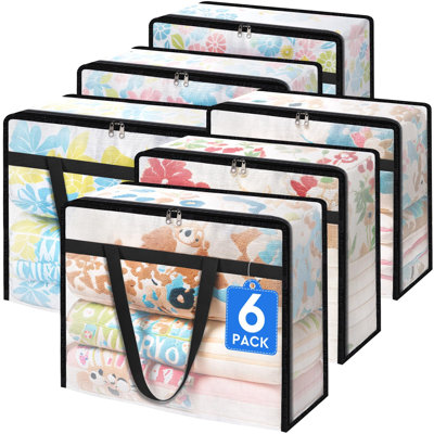 6 Pack Clear Storage Bags for Comforter, Clothes & Bedding, 40L