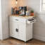 Table pour îlot de cuisine de 38 po de largeur avec rallonge pliable, chariot à micro-ondes sur roulettes pour salle à manger, blanc