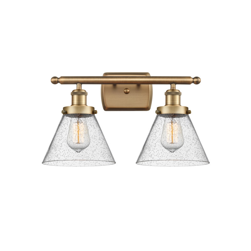 Éclairage pour meuble-lavabo à 2 lumières 18 po Ballston Urban Cone, Incandescent, Clair, Laiton brossé