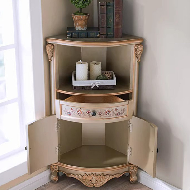 Armoire de coin en bois manufacturé beige