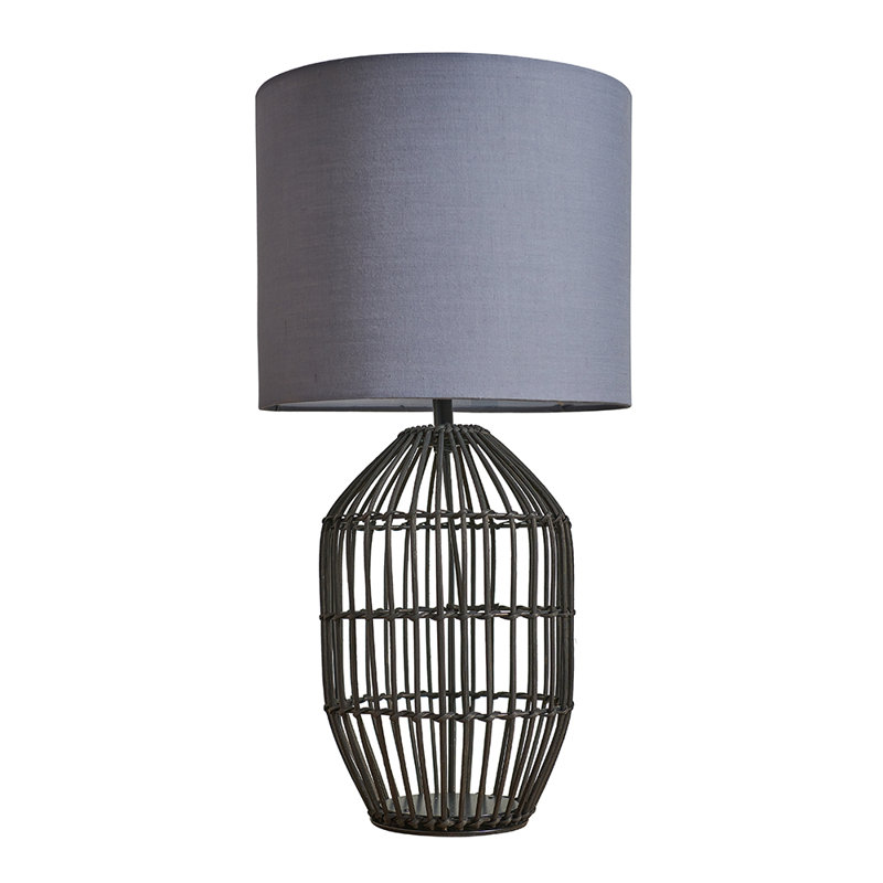 Tonks Wicker/Rattan Table Lamp, Dark Grey, Black, 47" H x 25" W x 25" D