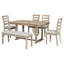 Ensemble de table de salle à manger 6 pièces en bois d'hévéa avec placage en bois massif et coussin moelleux-186532931