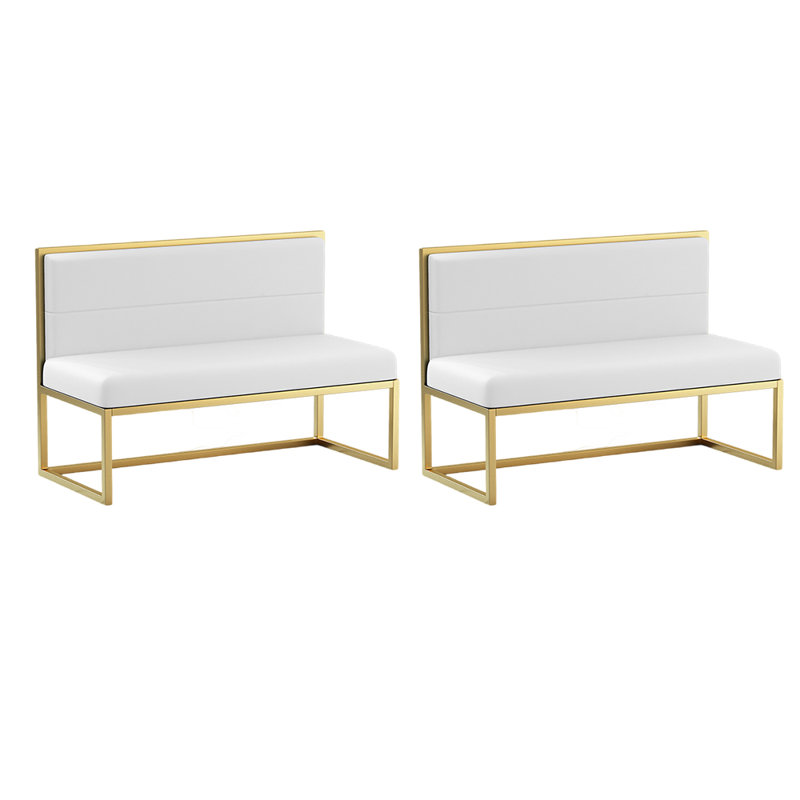 Banc rembourré simple en similicuir, Blanc