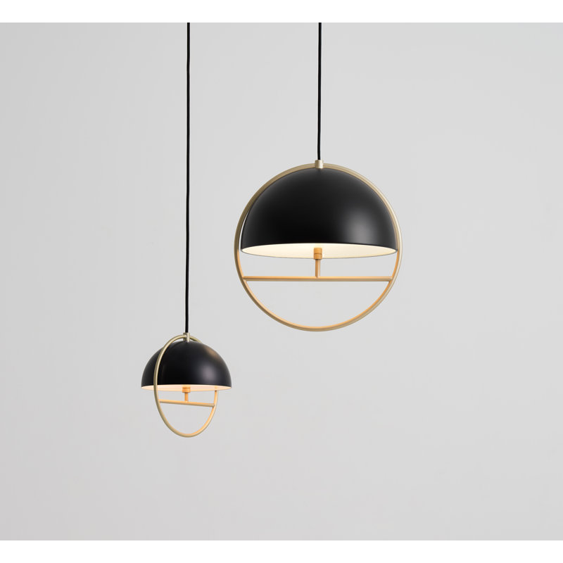 Huan 1 - Light Pendant, Black, Gold, 9.1" H x 8.9" W x 7.9" D