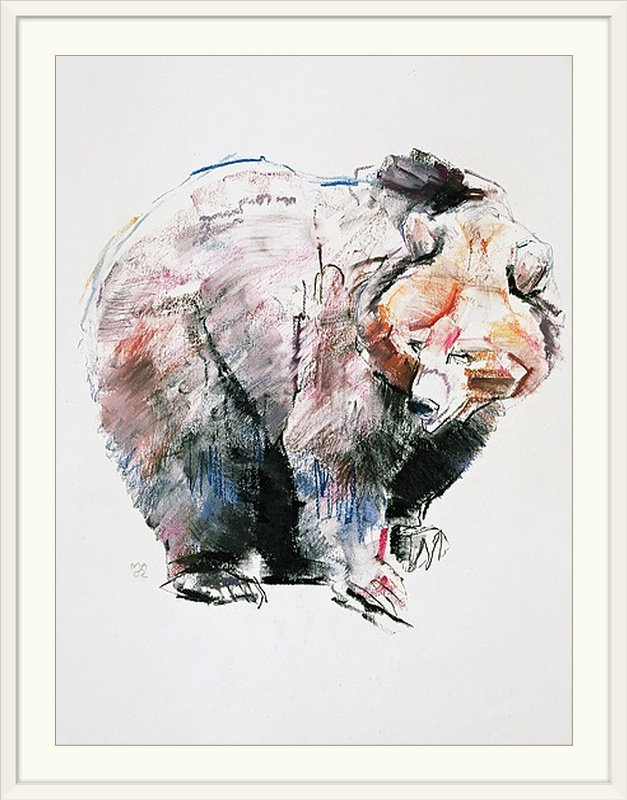 «Yusef Bear (Charcoal)» par Mark Adlington, impression, H 32 po x l 26 po x P 1 po, Cadre blanc