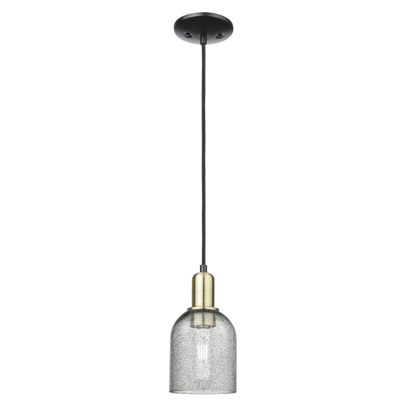 Arcadia - Lambrecht - 1 Light 5" Cord Hung Mini Pendant, Black Antique Brass, Charcoal
