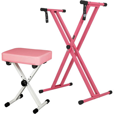 5 Core Keyboard Stand Double X Style Adjustable Piano Riser + Keyboard Piano Bench