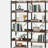 6-Tier with Open Shelves, Modern Metal Frame Bookcase for Storage and Display