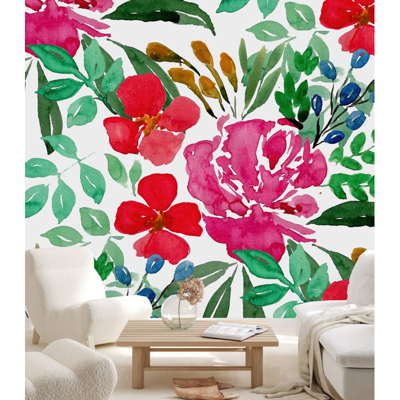 Floral Wall Mural, 8.33' W x 8.33' L
