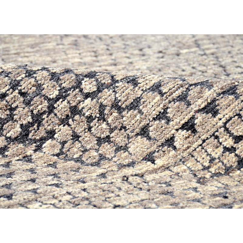 Geometric Area Rug in Natural/Charcoal, Rectangle 9' x 12'