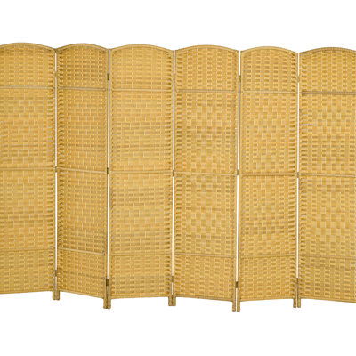Paravent pliable à 6 panneaux en bois naturel - Tissé à la main - Idéal pour la maison, le bureau, le salon ou la chambre.