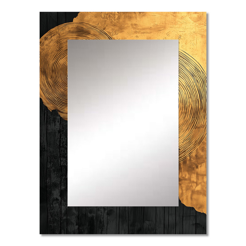 Mysteries Of A Dark Onyx Wood Slice III - Forest Decorative Wall Mirror, Traditional Mirror, Printed Metal Art, 32" x 24"