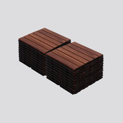 20 PCS Acacia Hardwood Interlocking Deck Tiles, 12"X12", Waterproof Outdoor Flooring