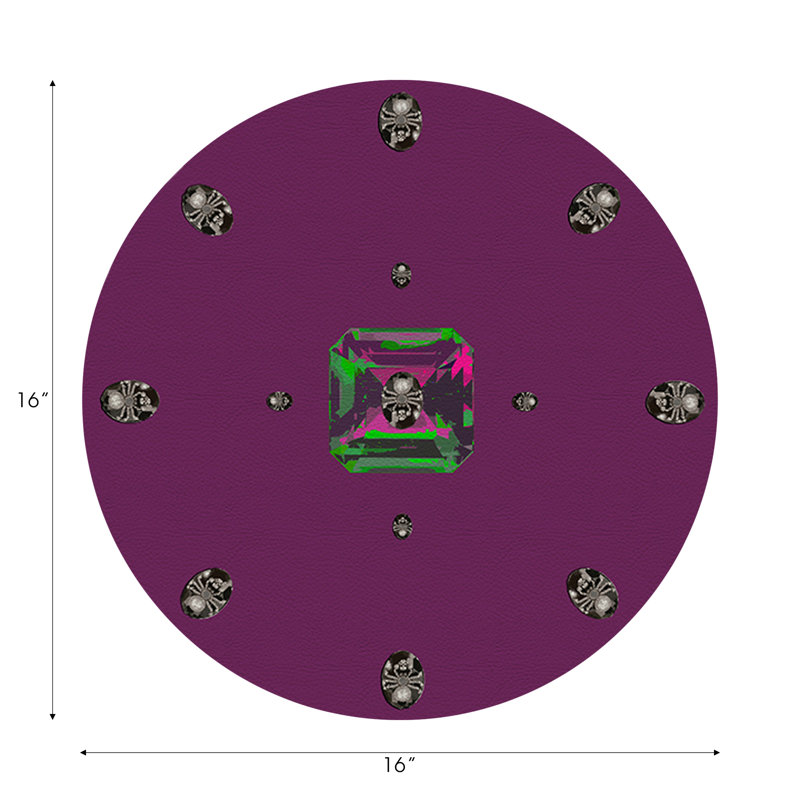 Asscher Vegan Leather Round Pebble Placemat, Purple Rain