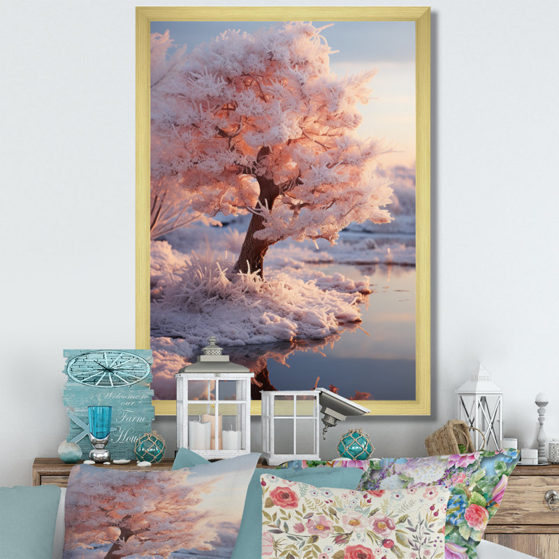 «Winter Landscape Frozen Sunlight III», reproduction sur toile, H 44 po x l 34 po x P 1,5 po, Cadre doré à une seule photo