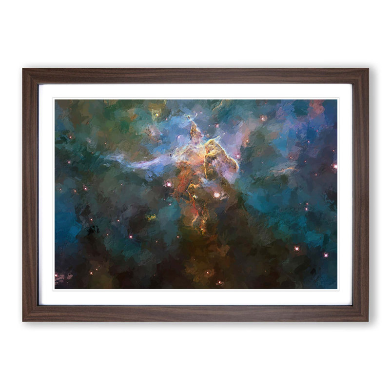 Out of Space Vol.8 in Abstract - Picture Frame Graphic Art Print, 27cm H x 36cm W x 2cm D, Walnut Framed