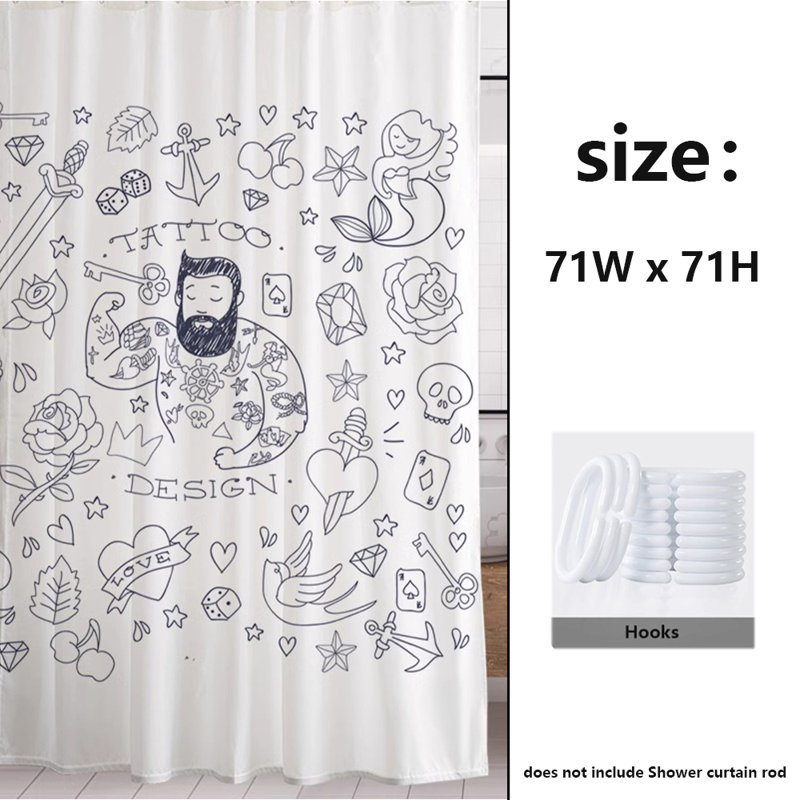 Polyester Shower Curtain With Hooks