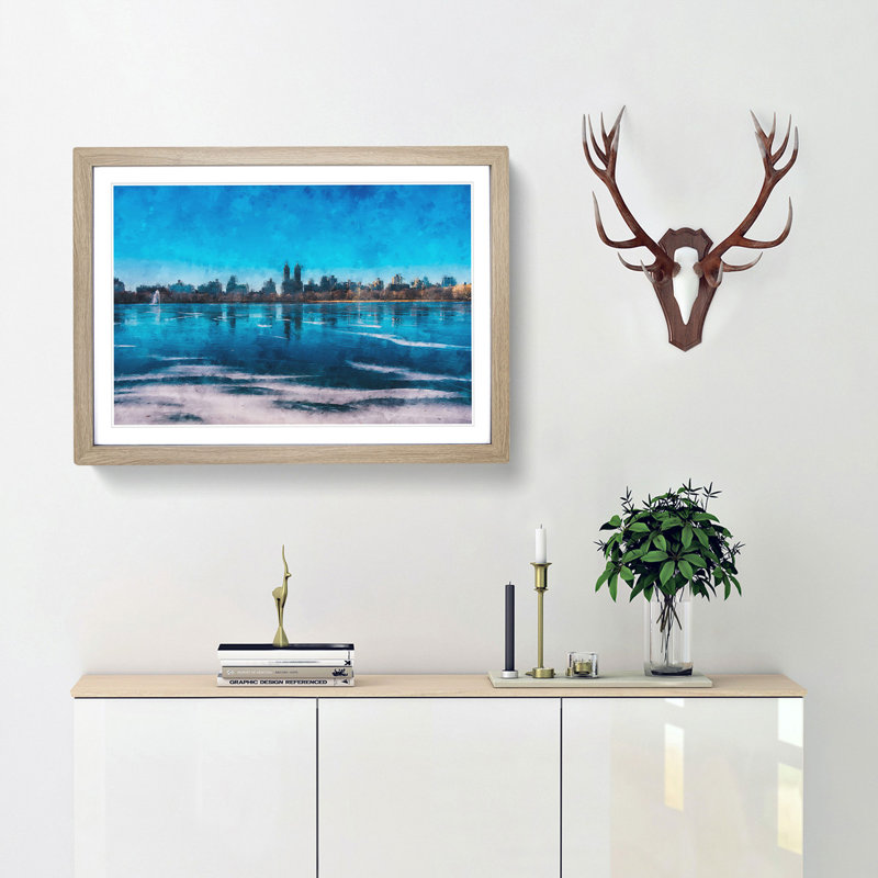 View of New York - Picture Frame Graphic Art Print, Oak Framed, 33cm H x 45cm W x 2cm D