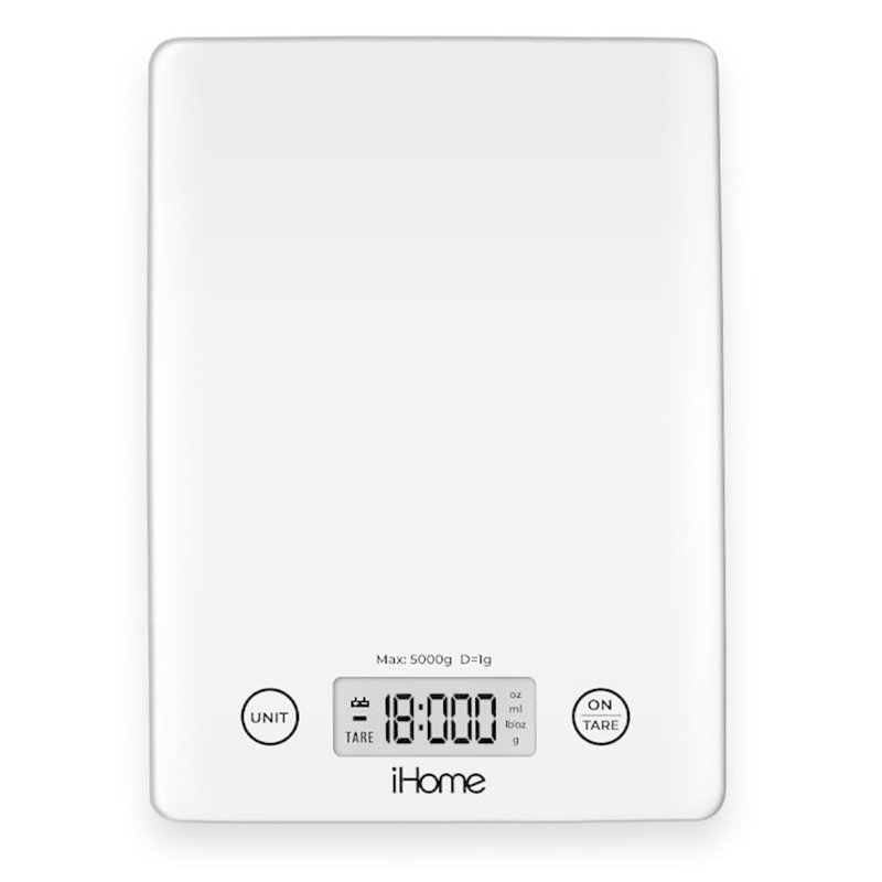 Balance de cuisine en verre iHome - balance numérique pour aliments, 11 lb / 5 kg
