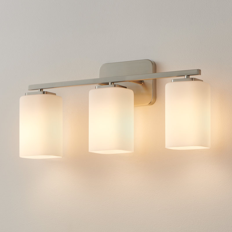 Éclairage pour meuble-lavabo à intensité variable Kagan, Nickel brossé, 3, Blanc