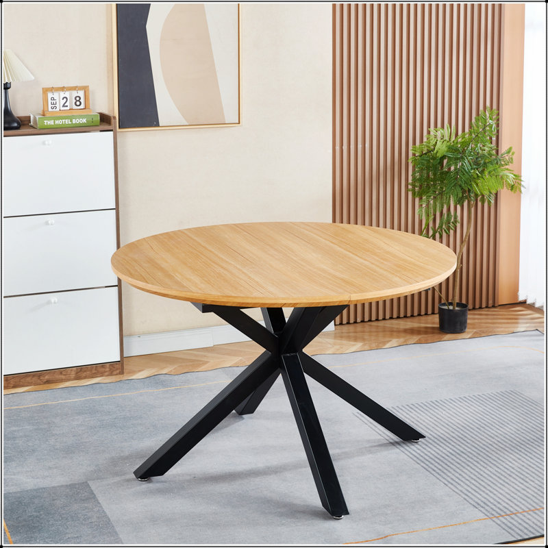 Table de salle à manger et de bureau extensible avec plateau en panneau de fibres à densité moyenne et pieds en métal, polyvalente et facile à assembler