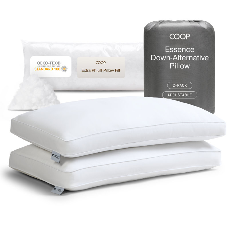 Coop Home Goods Essence Down Alternative Adjustable Pillows, King Set of 2, King, Classic