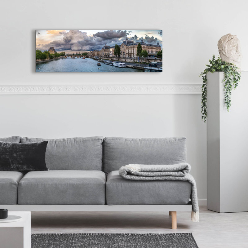 Art mural en verre acrylique «Paris - Pont Royal Sunset» par Epic Portfolio, H 16 po x l 48 po