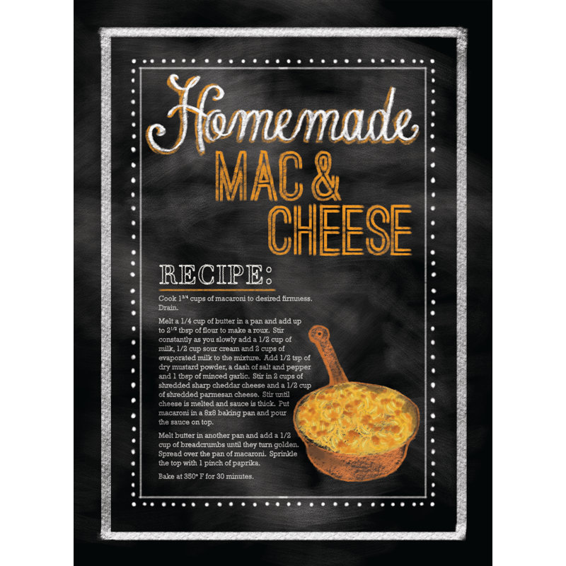 Homemade Mac and Chee - Textual Art Print, 30 cm H x 20 cm W, Wrapped Canvas