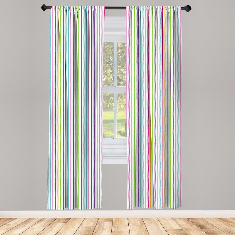 Striped Semi-Sheer Rod Pocket Curtain Panels, 28" W x 63" L