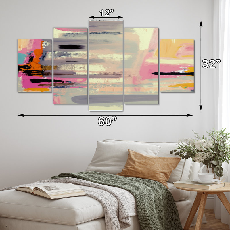 «Autumn of Retro Groove Abstract Expressionism», reproduction d'art abstrait mural - 5 panneaux