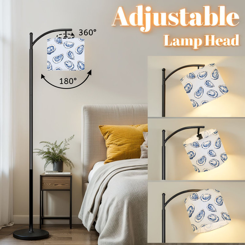 Lampe sur pied à arc avec abat-jour réglable Oyster Blue White