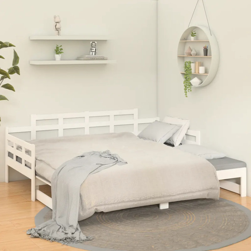 Hydiea Pull-out Day Bed Solid Wood, White, 90 x 190cm