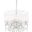 Grand plafonnier 31,5 po "Evangelia", accents argent et cristal, abat-jour transparent