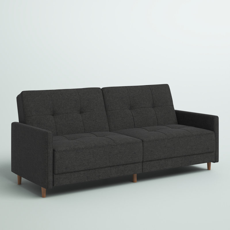 Besnard Twin 76 " Upholstered Convertible Sofa, Gray Polyester Blend