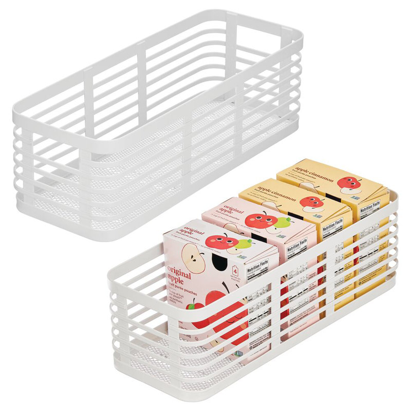Metal Pantry Basket with Handles - Pantry Storage Baskets for Fruits and Vegetables - Set of 2, 12.8" H x 17" W x 12.6" D