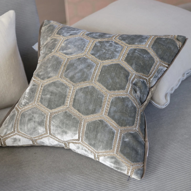 Manipur Velvet Decorative Pillow, Silver, 17"H x 17"W