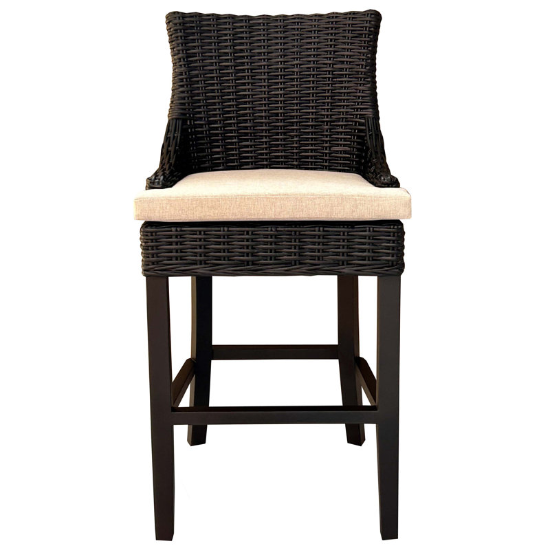 Tabouret de bar Alfresco tissé Kuba noir, Tabouret de bar (siège d'une hauteur de 29,5 po)
