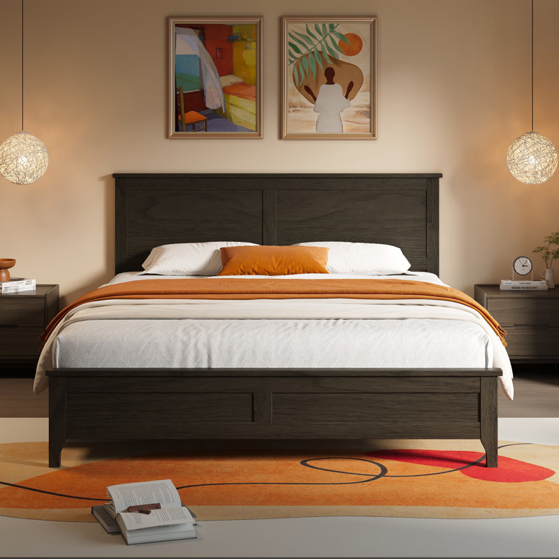 Lit standard en bois massif, Blanc, Plein