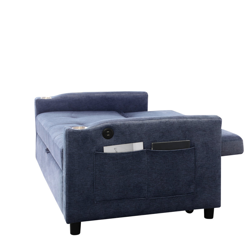 Canapé 2 places avec lit escamotable et rembourrage très résistant 2 coussins décoratifs